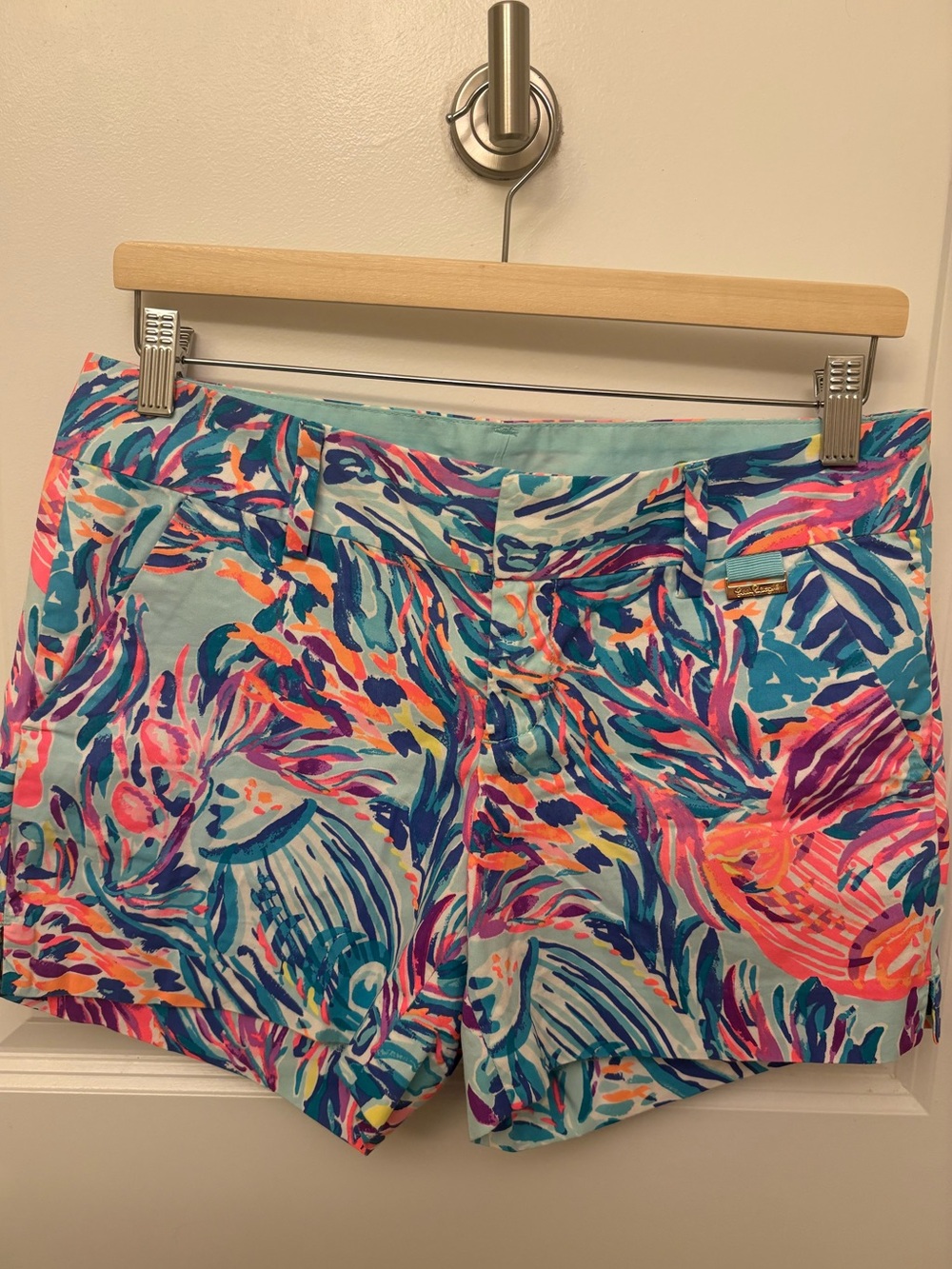 Lilly Pulitzer Callahan Shorts 5” Serene Blue Seas Size 2 100% Cotton
